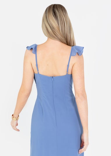 Anaya With Love Ocean Blue Strappy V Neck Maxi Dress