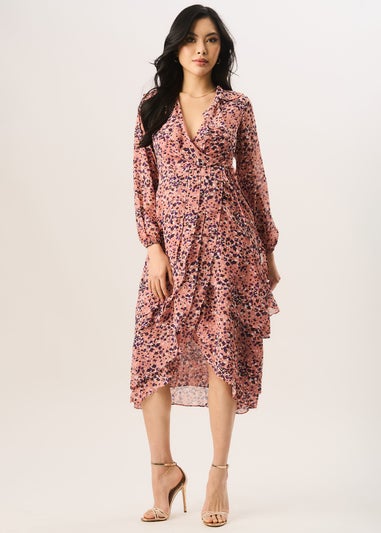 Gini London Multi Animal Ruffle Layer Wrap Dress
