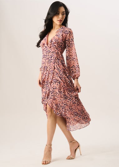 Gini London Multi Animal Ruffle Layer Wrap Dress