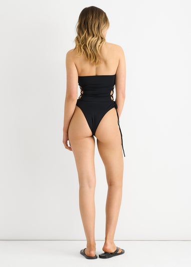 Gini London Black Lace Up Side Bandeau Swimsuit