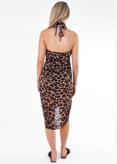 Gini London Brown Animal Print Multiwear Beach Sarong