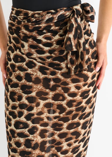 Gini London Brown Animal Print Multiwear Beach Sarong