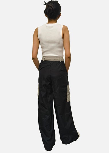 Gini London Black Contrast Detail Cargo Trousers