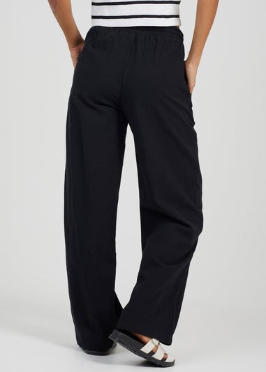 Brave Soul Black Straight Leg Linen Trousers