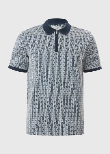 Blue Smart Tile Zip Polo Shirt