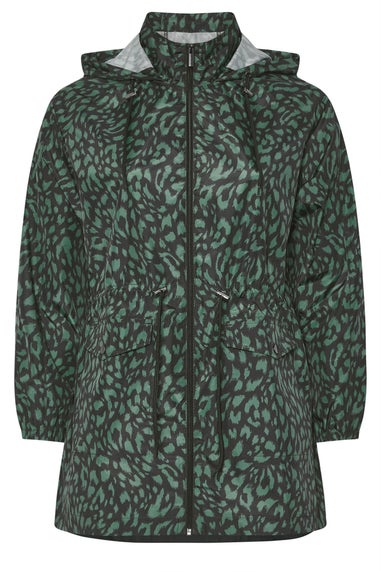 Yours Curve Green Leopard Lightweight Parka Jacket