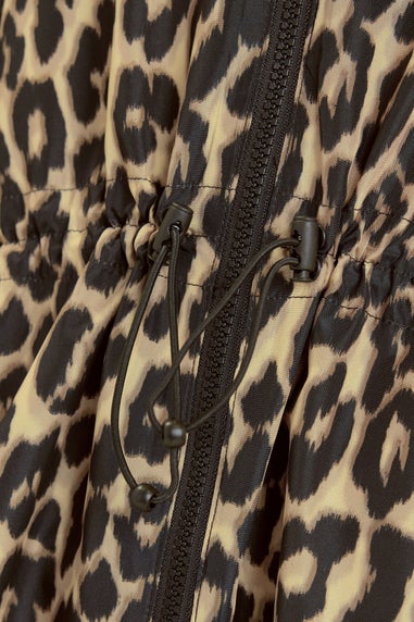 Yours Curve Brown Leopard Print Longline Parka Jacket