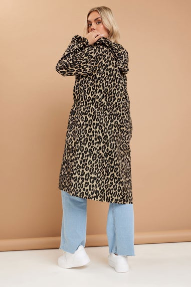 Yours Curve Brown Leopard Print Longline Parka Jacket