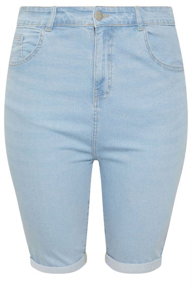 Yours Curve Light Blue Turn Up Denim Shorts