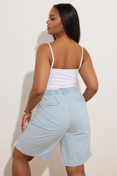 Yours Curve Light Blue Denim Bermuda Shorts