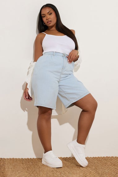 Yours Curve Light Blue Denim Bermuda Shorts