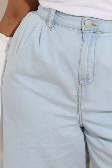 Yours Curve Light Blue Denim Bermuda Shorts