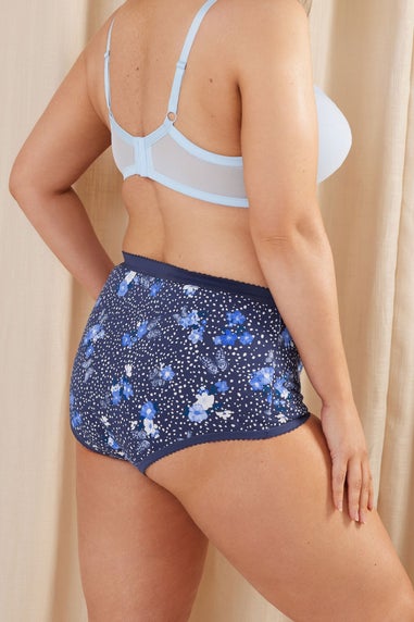 Yours 5 Pack Curve Blue Butterfly Print High Waisted Full Briefs