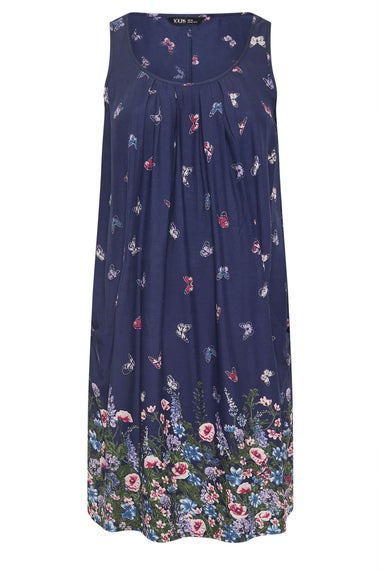 Yours Curve Navy Blue Butterfly Pocket Detail Mini Dress