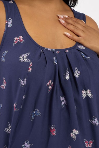 Yours Curve Navy Blue Butterfly Pocket Detail Mini Dress