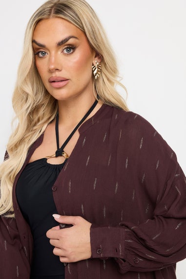Yours Curve Brown Metallic Beach Shirt