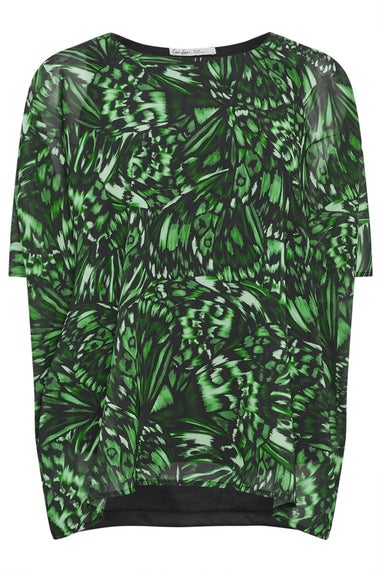 Yours London Curve Green Abstract Print Cape Top