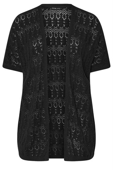 Yours Curve Black Crochet Short Sleeve Cardigan