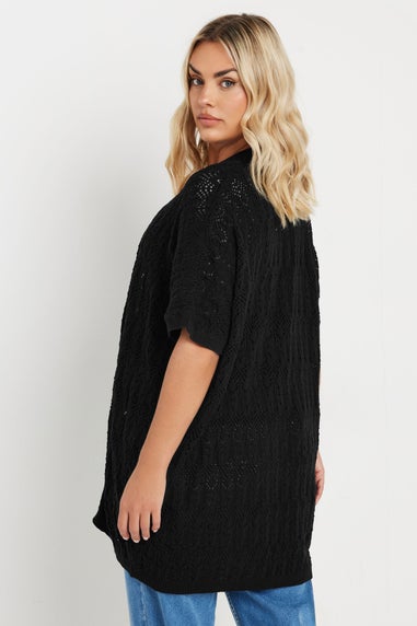 Yours Curve Black Crochet Short Sleeve Cardigan