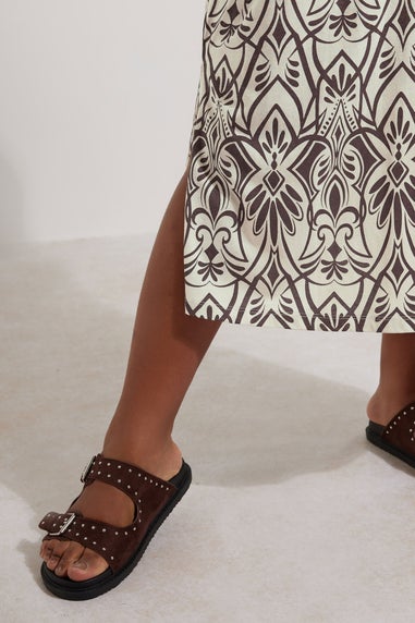 Yours Curve Natural Brown Paisley Print Midi Dress