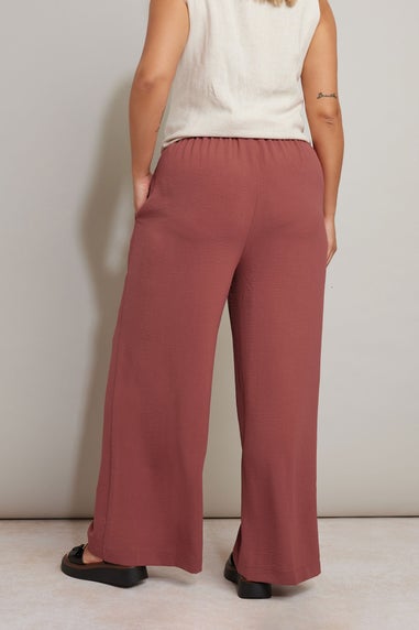 Yours Curve Rust Orange Twill Wide Leg Trousers