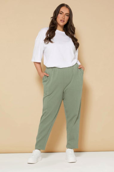 Yours Curve Khaki Green Barrel Joggers