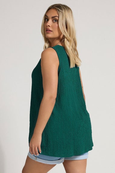 Yours Curve Teal Green Textured Swing Vest Top