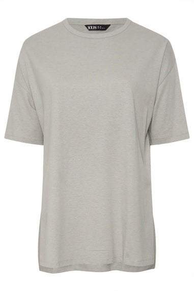 Yours Curve Light Grey Oversized Side Split T-Shirt