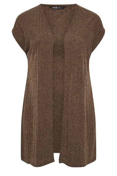 Yours Curve Chocolate Brown Ribbed Jersey Cardigan