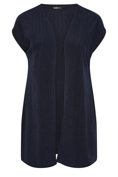 Yours Curve Navy Blue Ribbed Jersey Cardigan