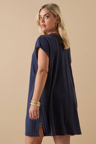 Yours Curve Navy Blue Ribbed Jersey Cardigan