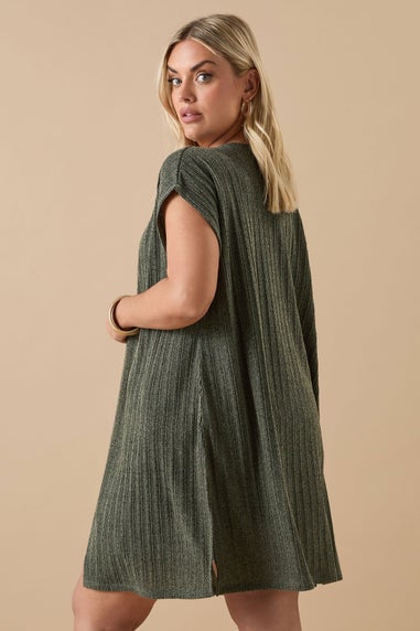 Yours Curve Khaki Green Ribbed Jersey Cardigan