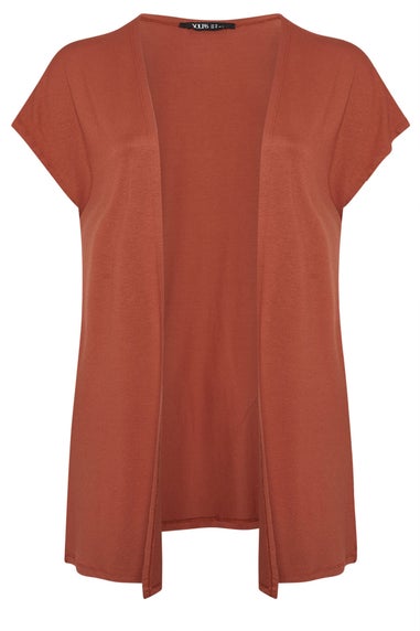 Yours Curve Rust Orange Grown On Sleeve Jersey Cardigan
