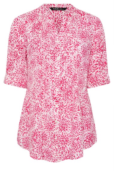 YOURS Curve Pink Floral Print Pintuck Blouse