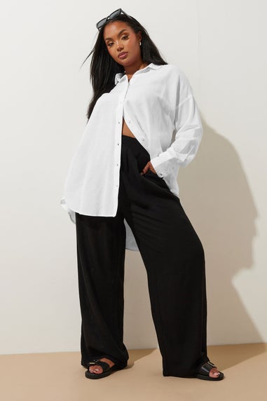 Yours Curve White Long Sleeve Linen Shirt