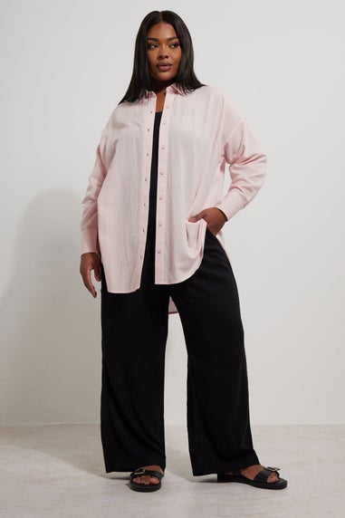 Yours Curve Light Pink Linen Shirt