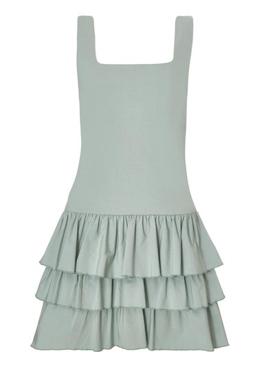 Quiz Green Tiered Mini Dress
