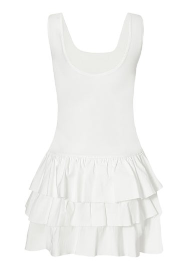 Quiz Cream Tiered Mini Dress