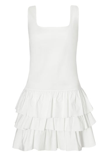 Quiz Cream Tiered Mini Dress