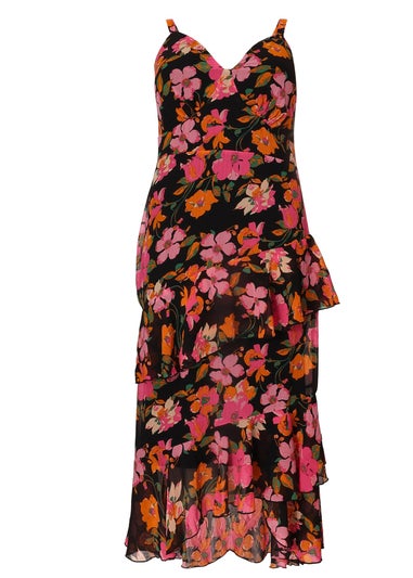 Quiz Black Curve Floral Midaxi Dress