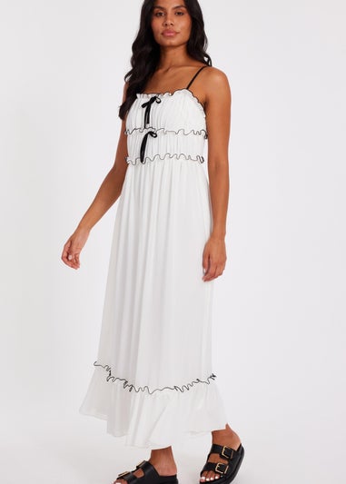 Quiz White Chiffon Strappy Midaxi Dress
