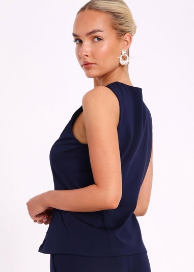 Quiz Navy Button Front Waistcoat