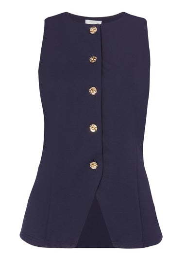 Quiz Navy Button Front Waistcoat