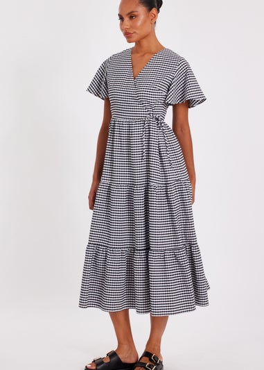Quiz White Gingham Midaxi Dress