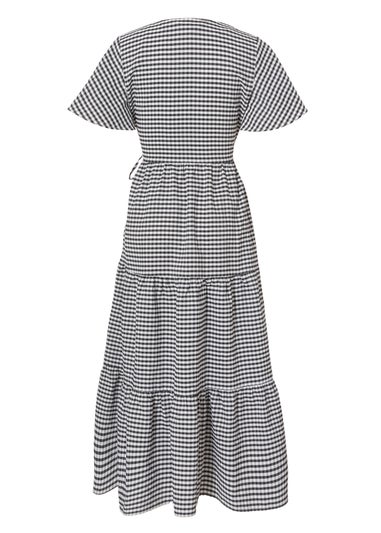 Quiz White Gingham Midaxi Dress