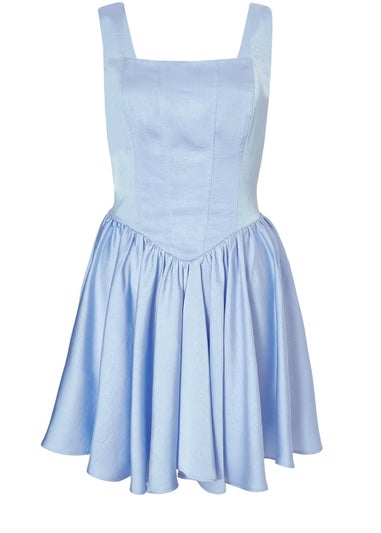 Quiz Blue Satin Corset Mini Dress