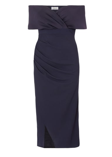 Quiz Navy Curve Bardot Maxi Dress