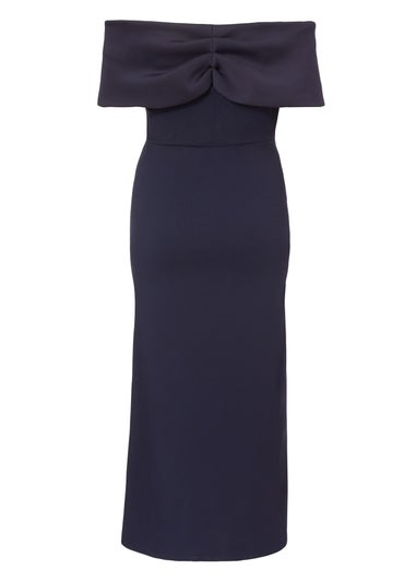 Quiz Navy Curve Bardot Maxi Dress