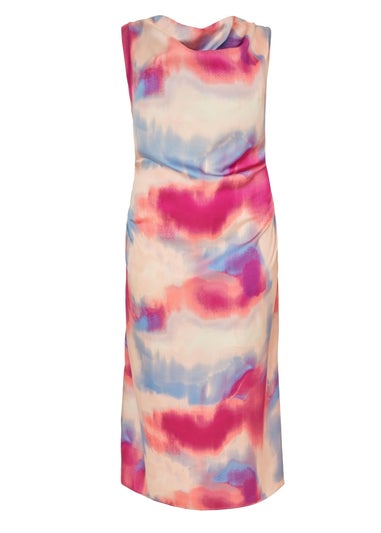 Quiz Multi Curve Satin Tie Dye Midi Dress