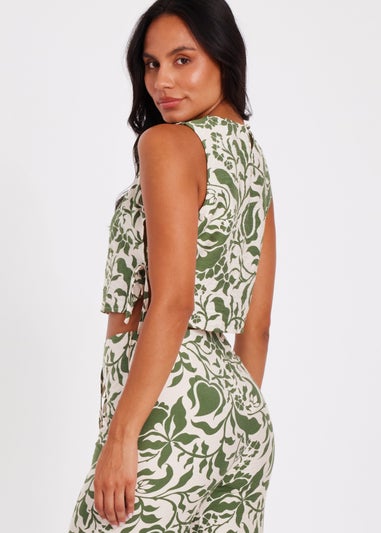 Quiz Multi Tropical Print Crop Top